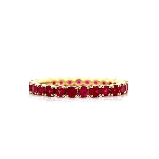 .81 Round Ruby Eternity Stacking Band in 14k Yellow Gold