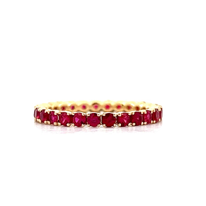 .81 Round Ruby Eternity Stacking Band in 14k Yellow Gold