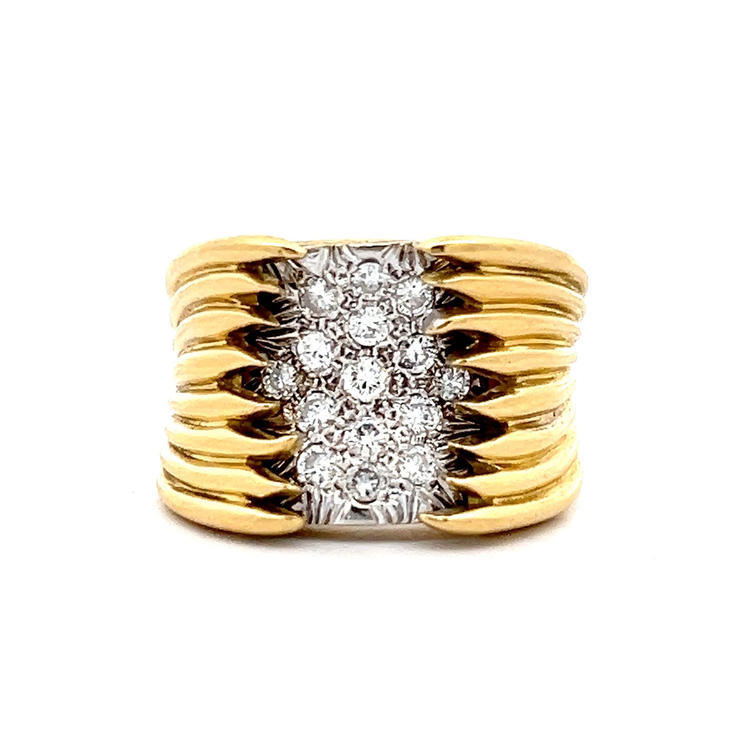 .38 Organic Textured Cocktail Ring in 18k Yellow & White Gold