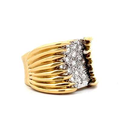 .38 Organic Textured Cocktail Ring in 18k Yellow & White Gold