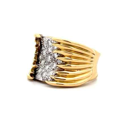 .38 Organic Textured Cocktail Ring in 18k Yellow & White Gold