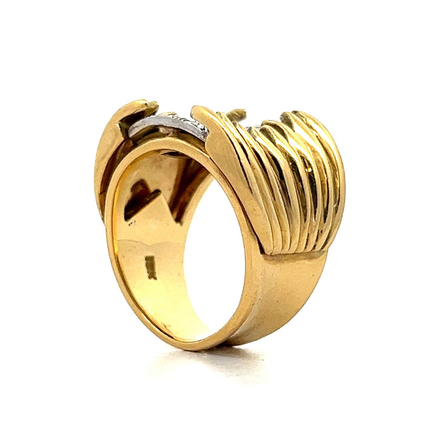 .38 Organic Textured Cocktail Ring in 18k Yellow & White Gold