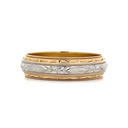 Vintage Retro Fancy Men's Wedding Band in 14k