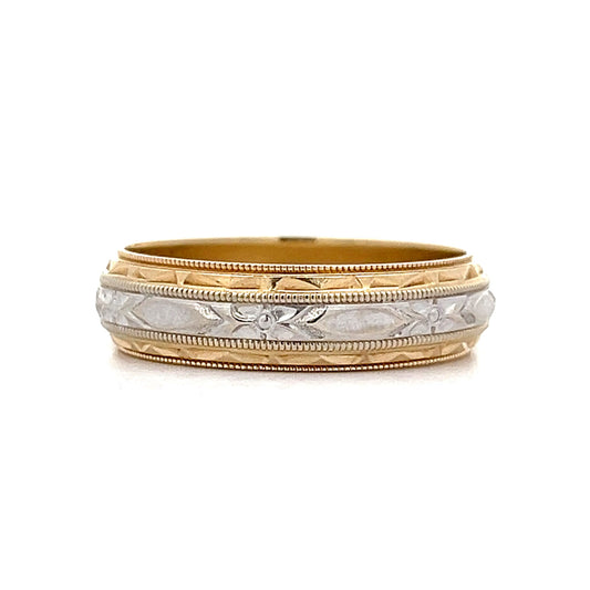 Vintage Retro Fancy Men's Wedding Band in 14k