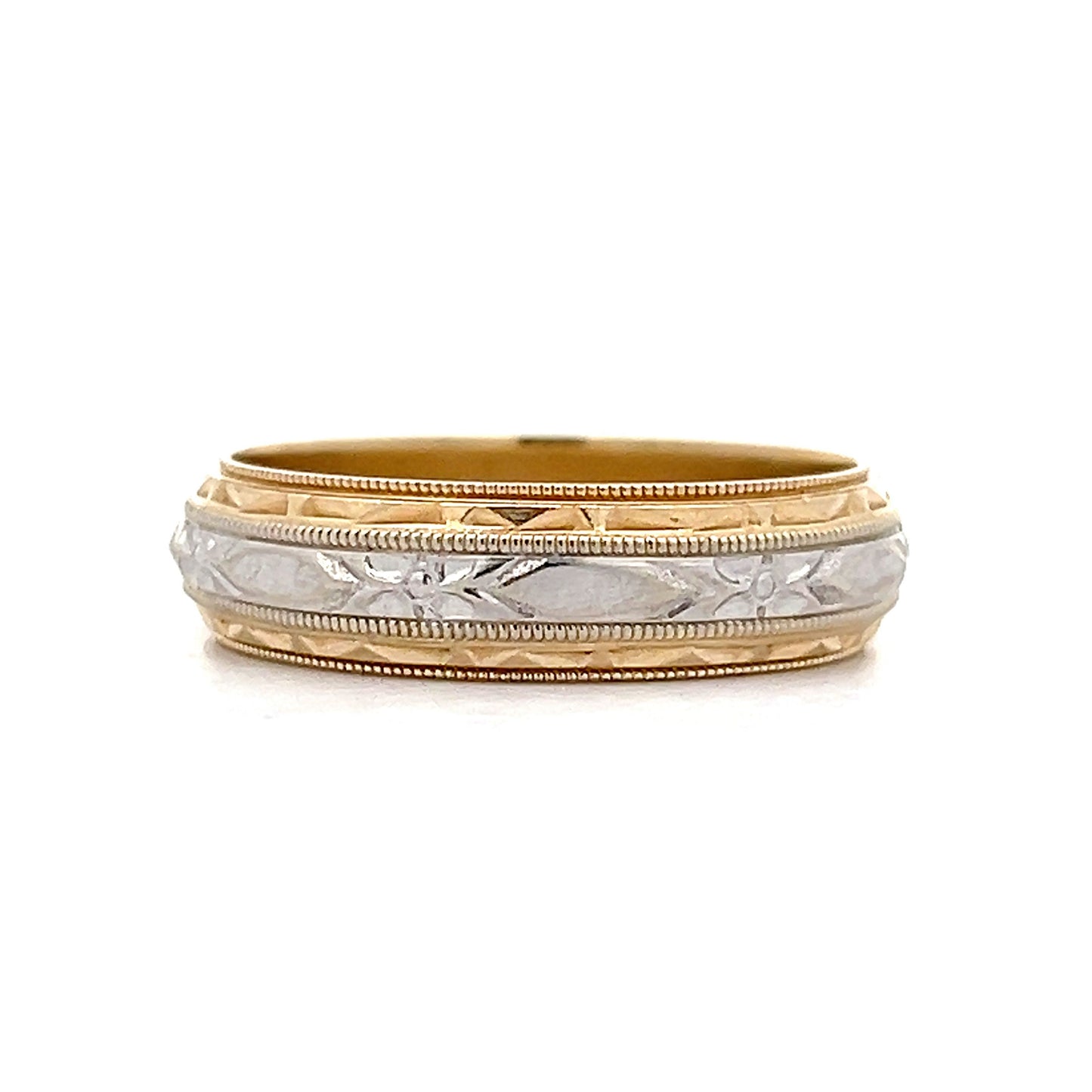 Vintage Retro Fancy Men's Wedding Band in 14k