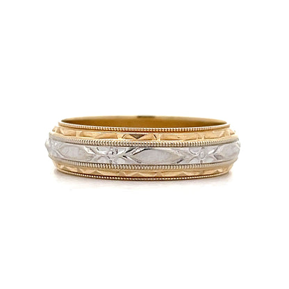 Vintage Retro Fancy Men's Wedding Band in 14k