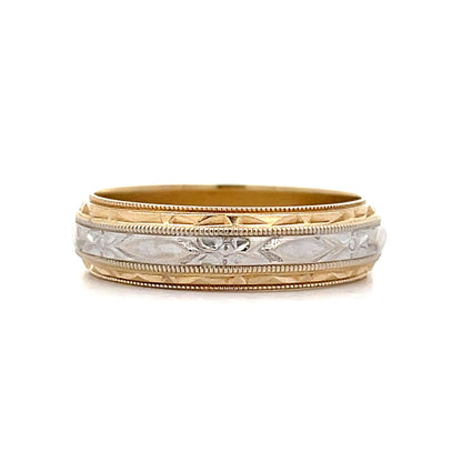 Vintage Retro Fancy Men's Wedding Band in 14k