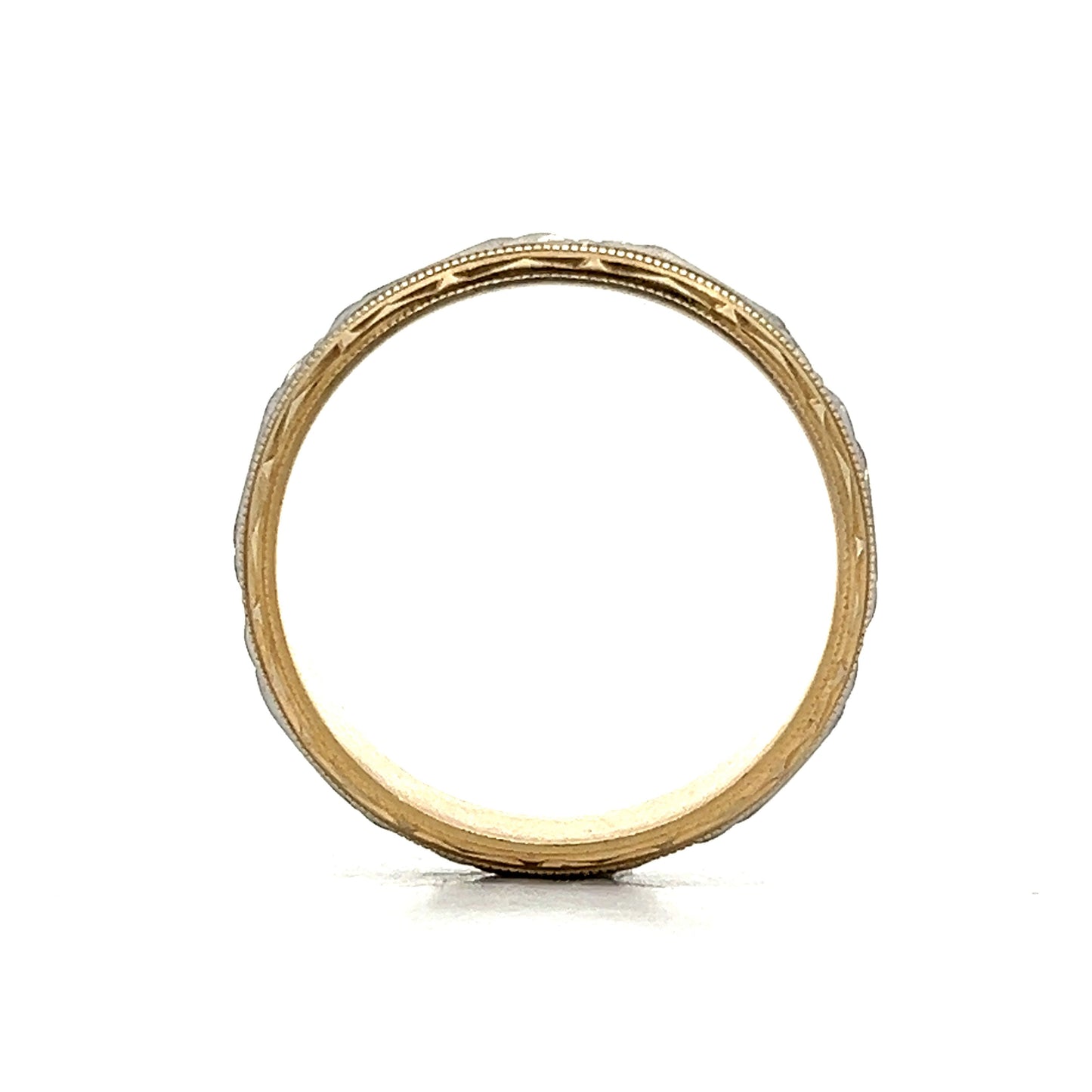 Vintage Retro Fancy Men's Wedding Band in 14k