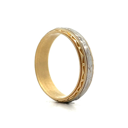 Vintage Retro Fancy Men's Wedding Band in 14k