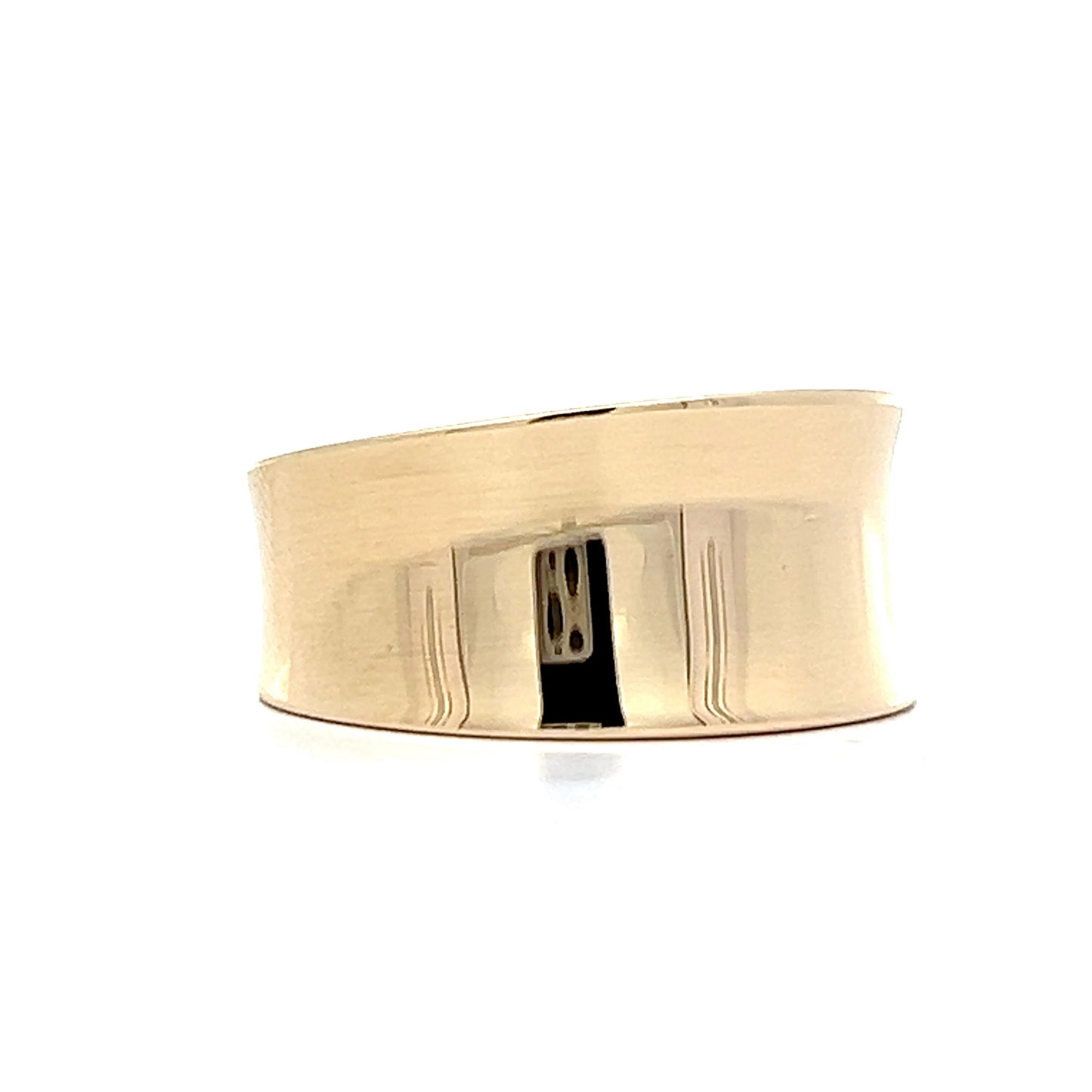 Concave 10mm Right Hand Ring in 14k Yellow Gold