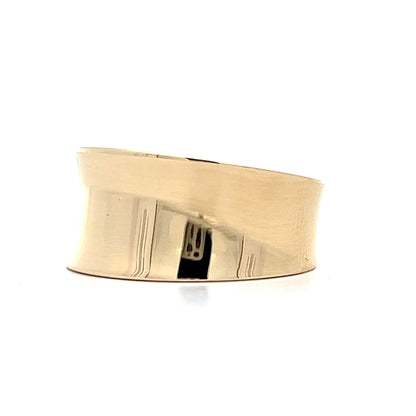 Concave 10mm Right Hand Ring in 14k Yellow Gold