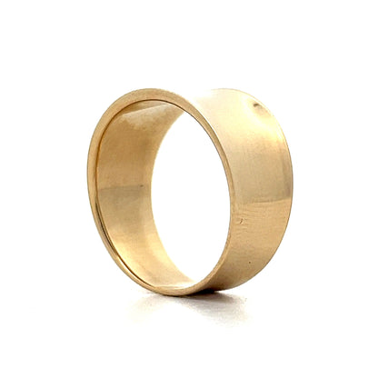 Concave 10mm Right Hand Ring in 14k Yellow Gold