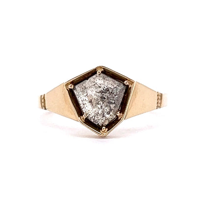 1.06 Grey Shield Cut Diamond Engagement Ring in 14k Yellow Gold