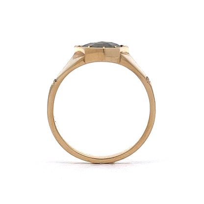 1.06 Grey Shield Cut Diamond Engagement Ring in 14k Yellow Gold