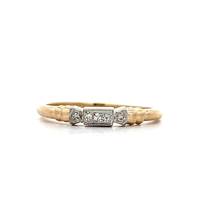 Retro Two-Tone .09 Diamond Wedding Band in 14k