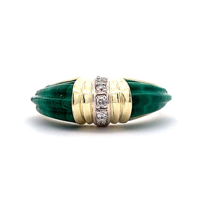 Diamond & Malachite Cocktail Ring in 14k Yellow Gold