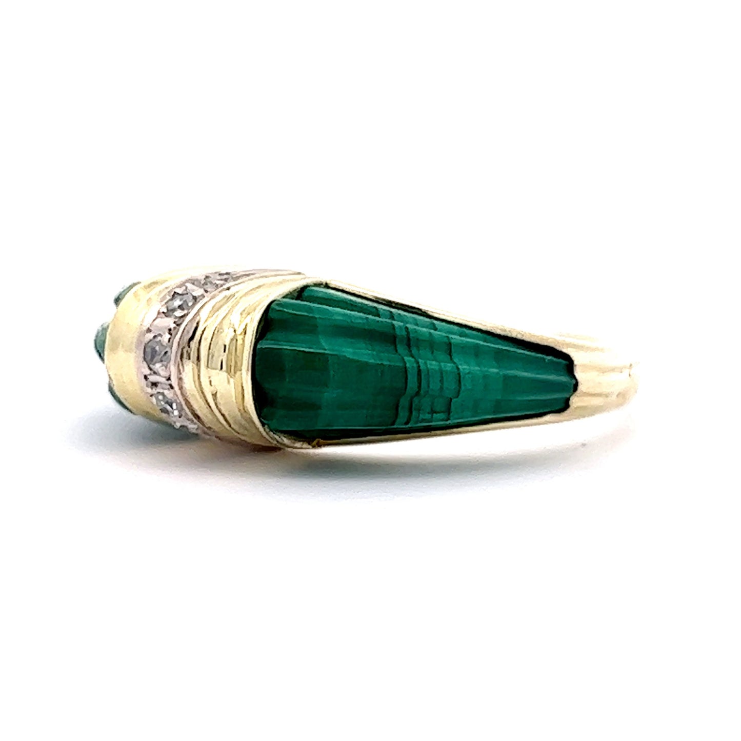 Diamond & Malachite Cocktail Ring in 14k Yellow Gold