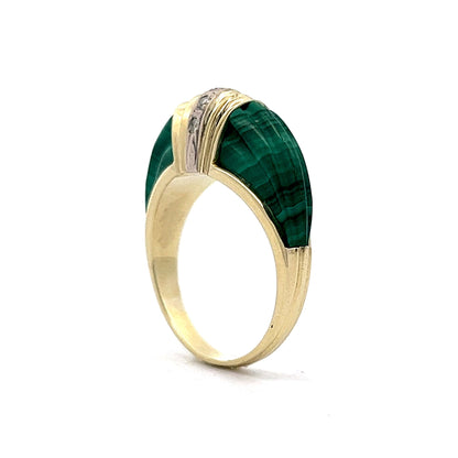 Diamond & Malachite Cocktail Ring in 14k Yellow Gold