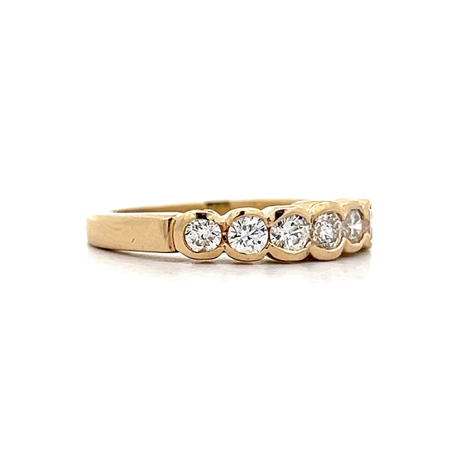 .91 Bezel Set Diamond Wedding Band in 14k Yellow Gold