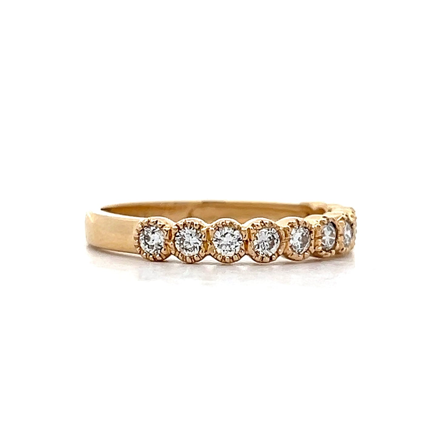 .33 Bezel Diamond Milgrain Wedding Band in Yellow Gold