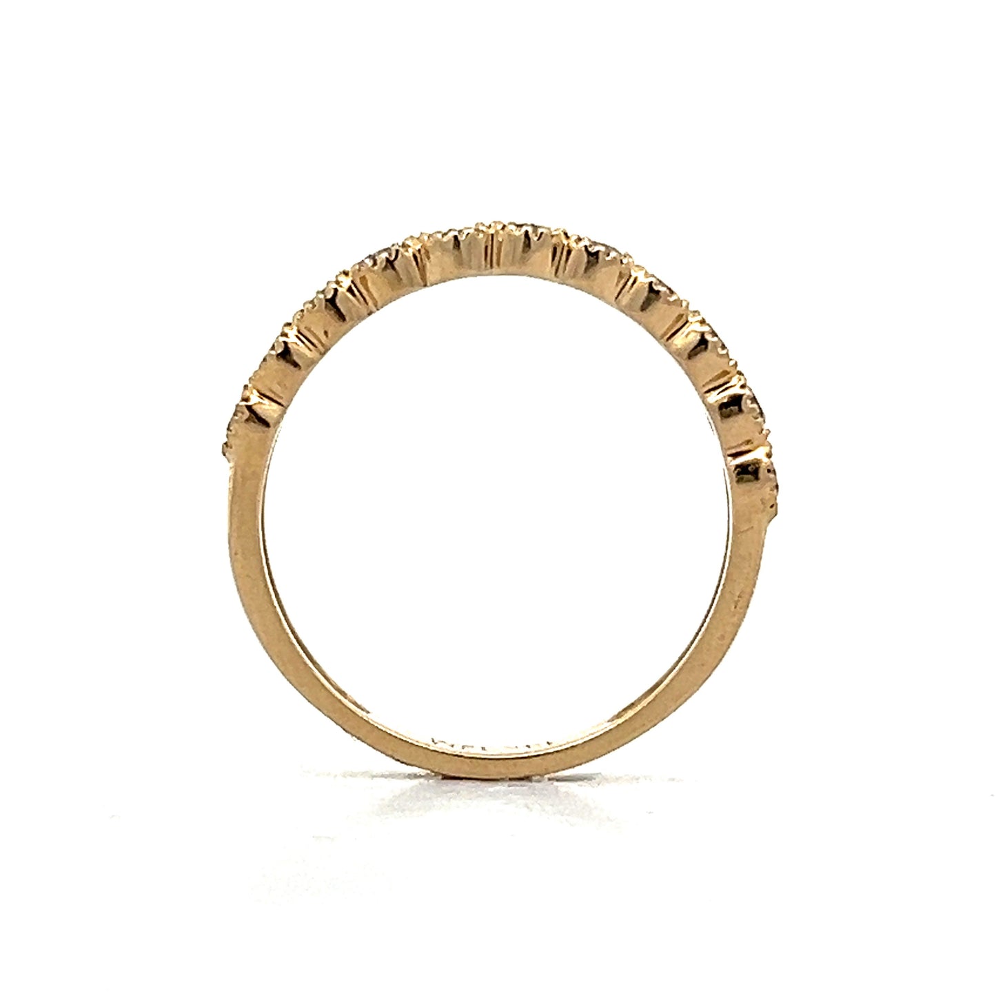 .33 Bezel Diamond Milgrain Wedding Band in Yellow Gold