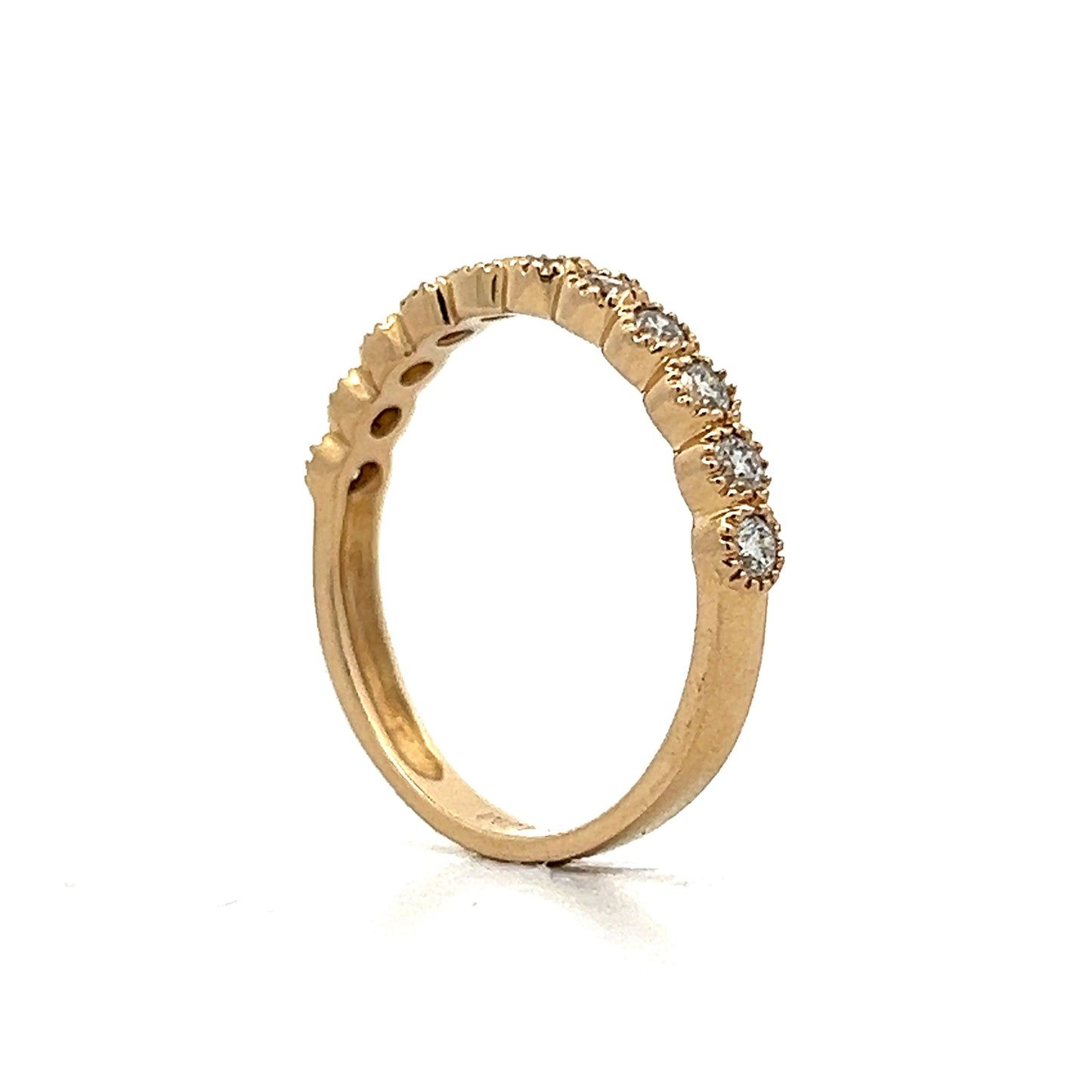 .33 Bezel Diamond Milgrain Wedding Band in Yellow Gold