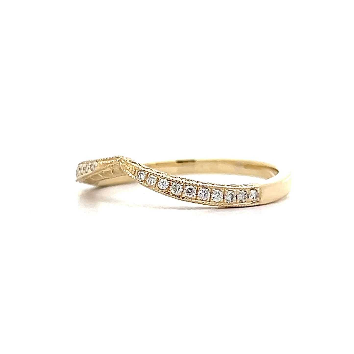 .23 Contour Engraved Diamond Wedding Band in 14k