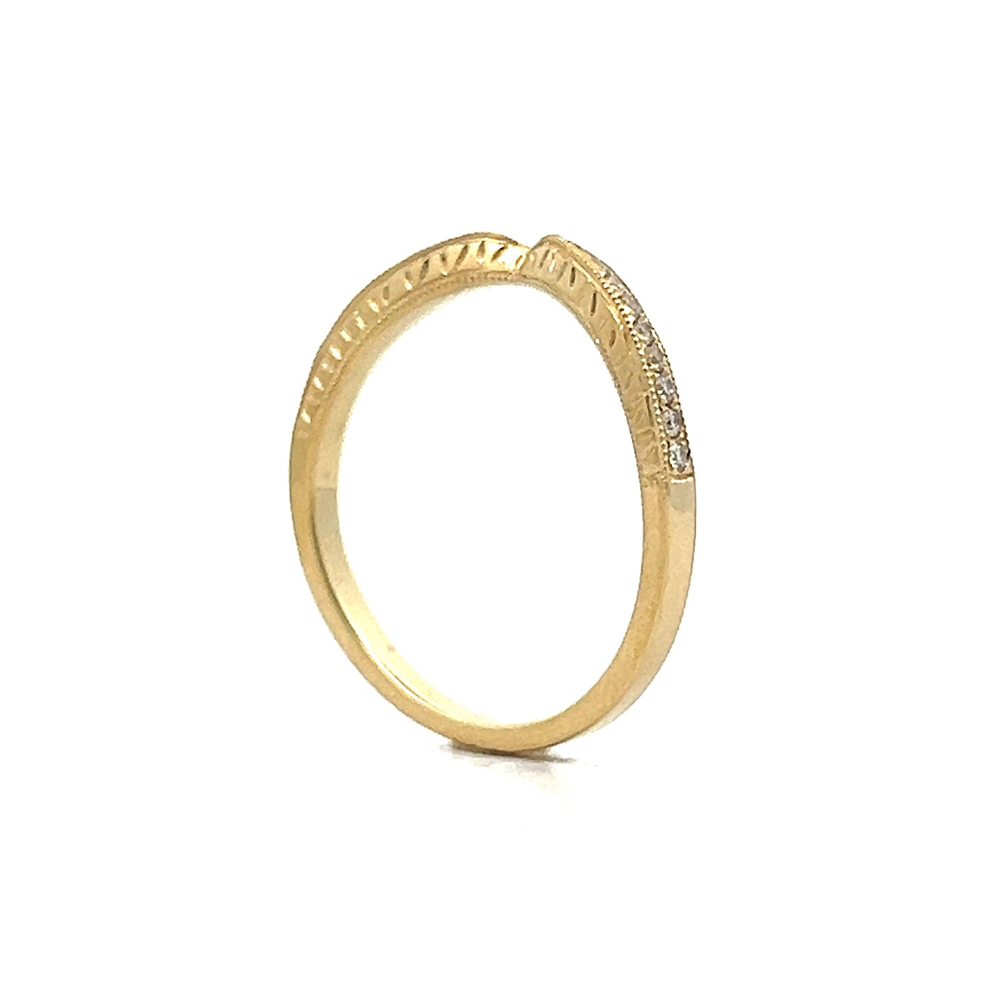 .23 Contour Engraved Diamond Wedding Band in 14k