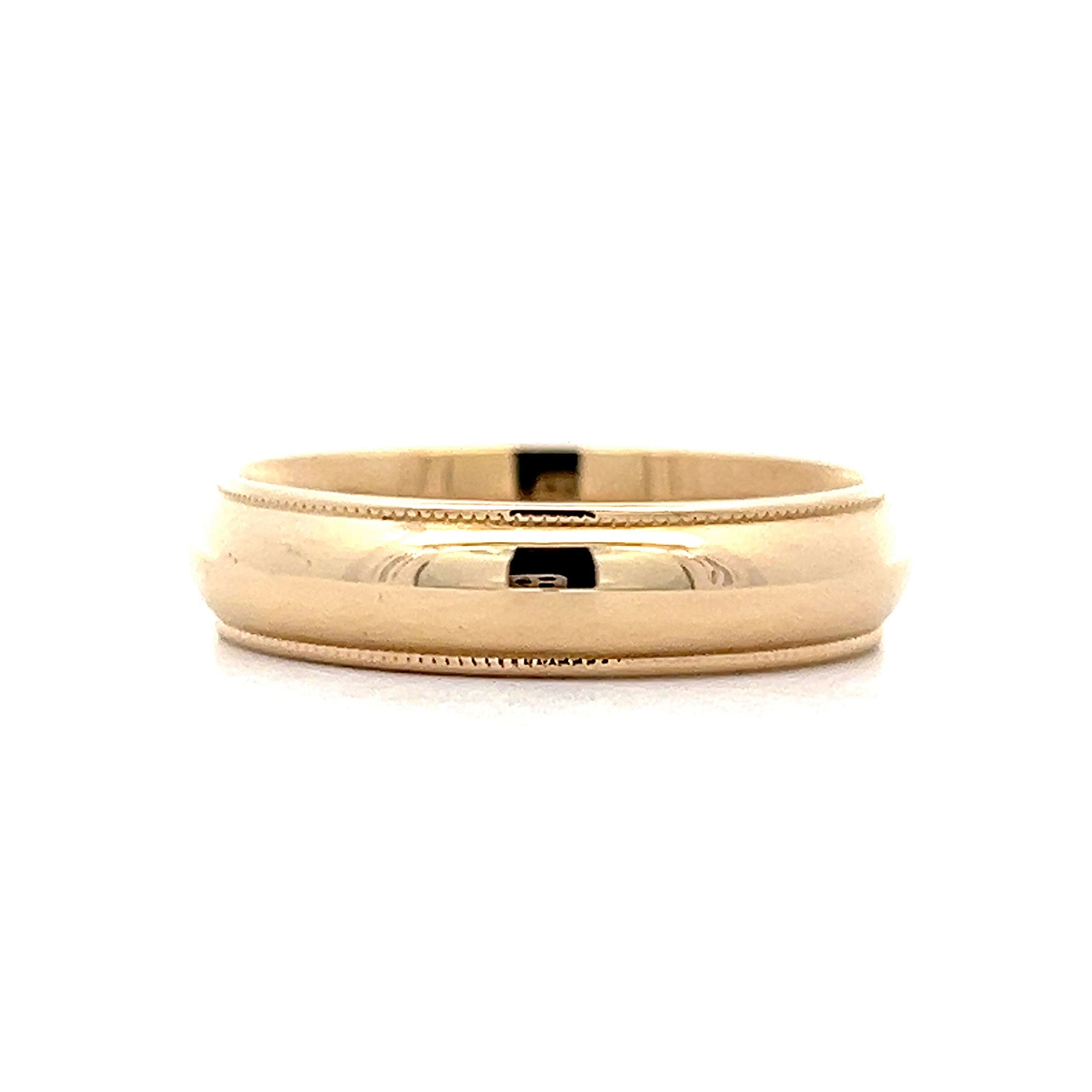 Vintage Men's Milgrain Wedding Band in 14k Yellow Gold