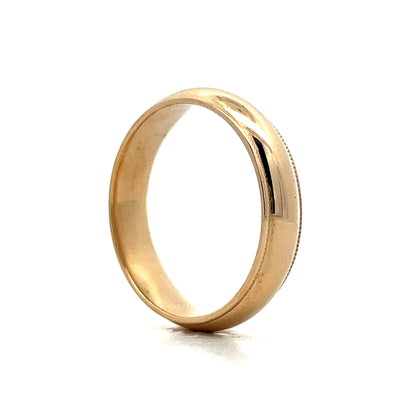 Vintage Men's Milgrain Wedding Band in 14k Yellow Gold