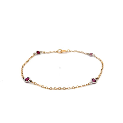 Two-Tone Ruby Bracelet in 14k Yellow & White Gold