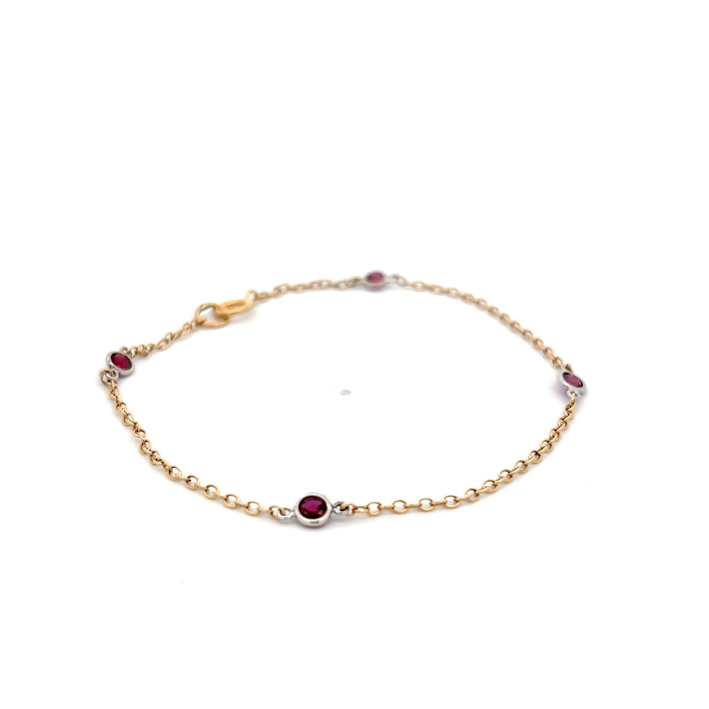 Two-Tone Ruby Bracelet in 14k Yellow & White Gold