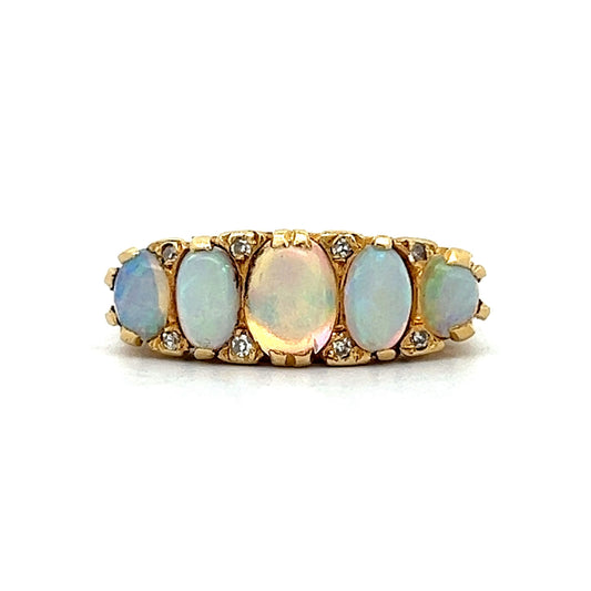 Ornate Victorian Opal Cocktail Ring in 14k Yellow Gold