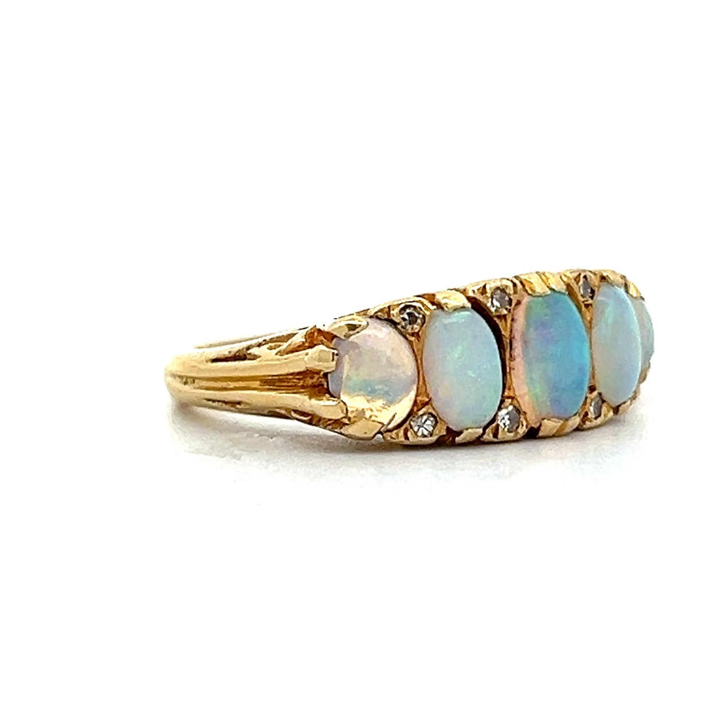 Ornate Victorian Opal Cocktail Ring in 14k Yellow Gold