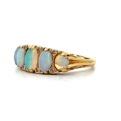 Ornate Victorian Opal Cocktail Ring in 14k Yellow Gold