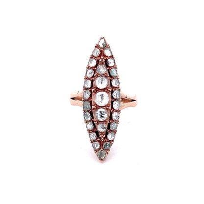 Antique Georgian Diamond Navette Ring in 14k Rose Gold