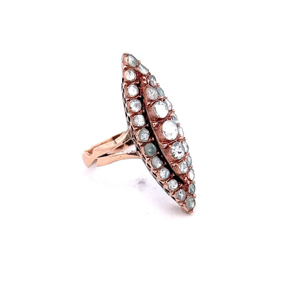 Antique Georgian Diamond Navette Ring in 14k Rose Gold