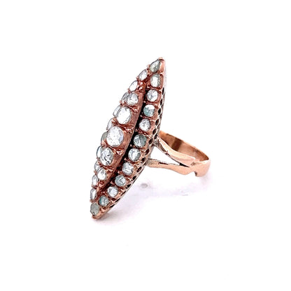 Antique Georgian Diamond Navette Ring in 14k Rose Gold