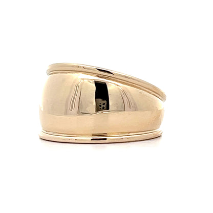 Rounded Wide Right Hand Ring in 14k Yellow Gold