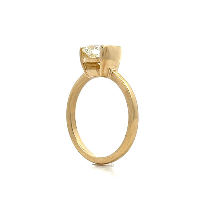 1.50 Cushion Half Bezel Engagement Ring in Yellow Gold