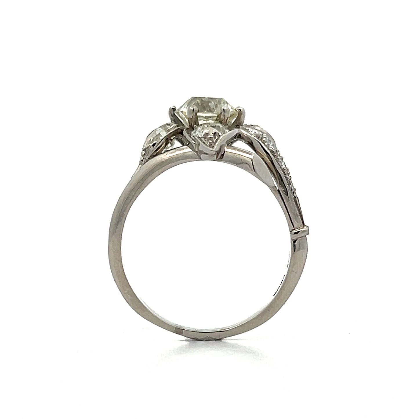 1.24 Petri Vintage Deco Floral Cocktail Ring in Platinum