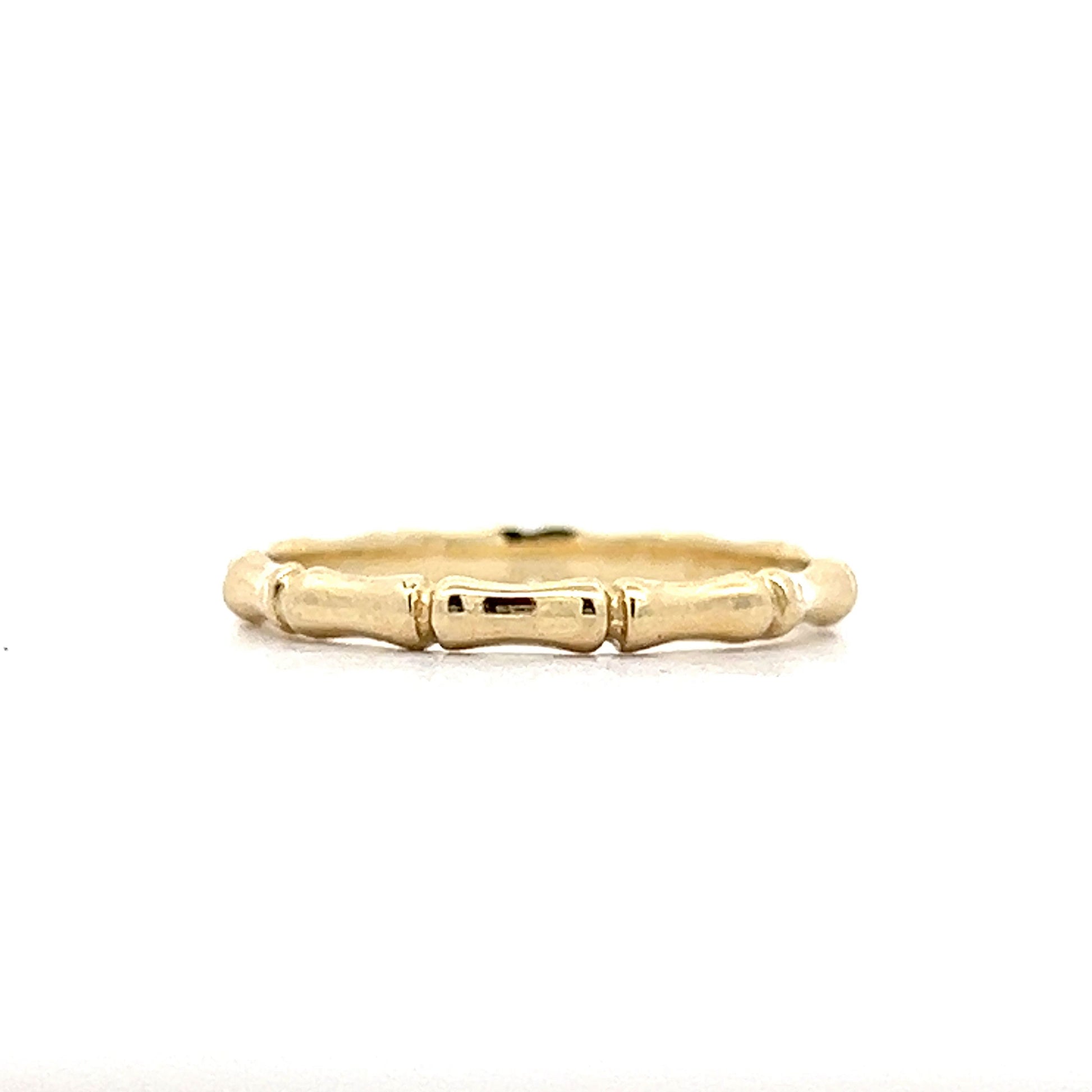 Bamboo Textured Stacking Ring in 14k Yellow Gold