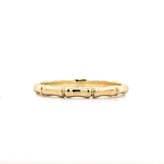 Bamboo Textured Stacking Ring in 14k Yellow Gold