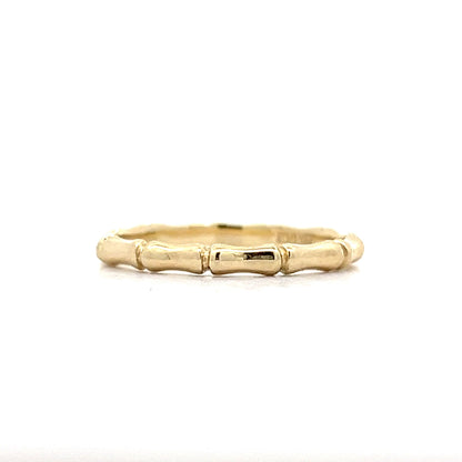 Bamboo Textured Stacking Ring in 14k Yellow Gold