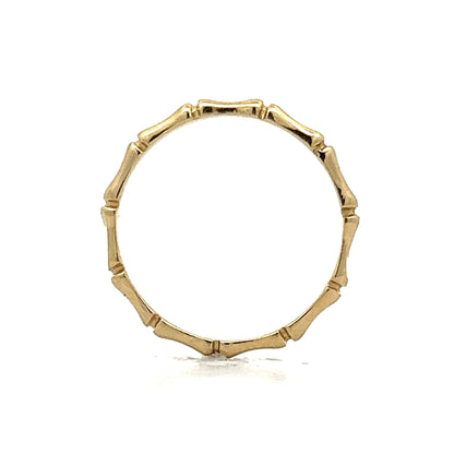 Bamboo Textured Stacking Ring in 14k Yellow Gold