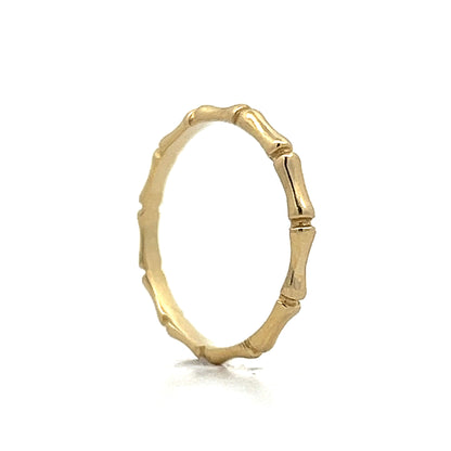 Bamboo Textured Stacking Ring in 14k Yellow Gold