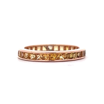 Orange & Yellow Sapphire Wedding Band in 14k Rose Gold