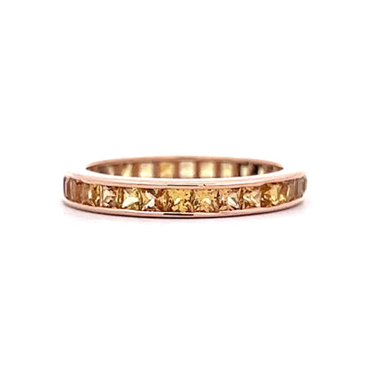 Orange & Yellow Sapphire Wedding Band in 14k Rose Gold