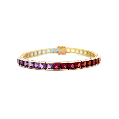 14.70 Rainbow Multi-Gemstone Bracelet in 18k Yellow Gold