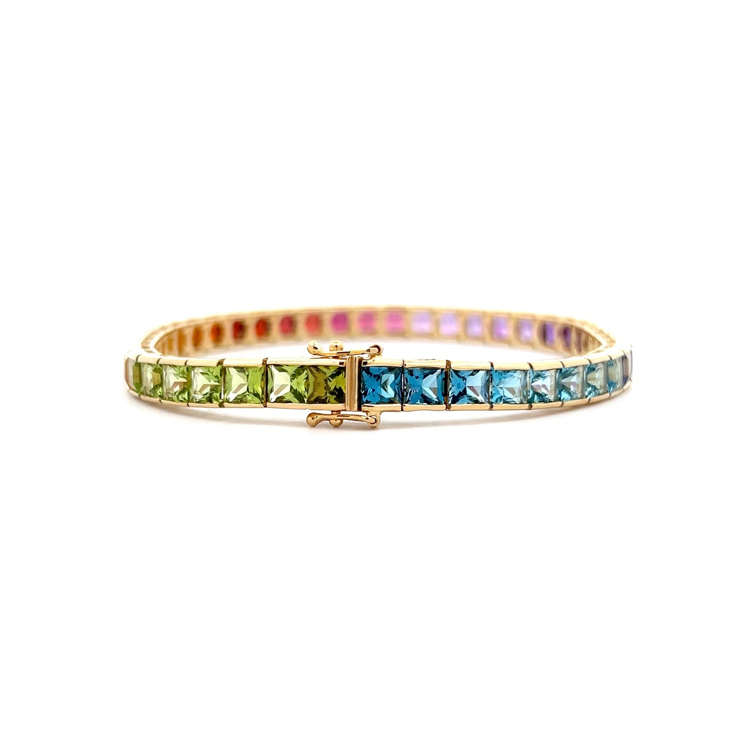 14.70 Rainbow Multi-Gemstone Bracelet in 18k Yellow Gold